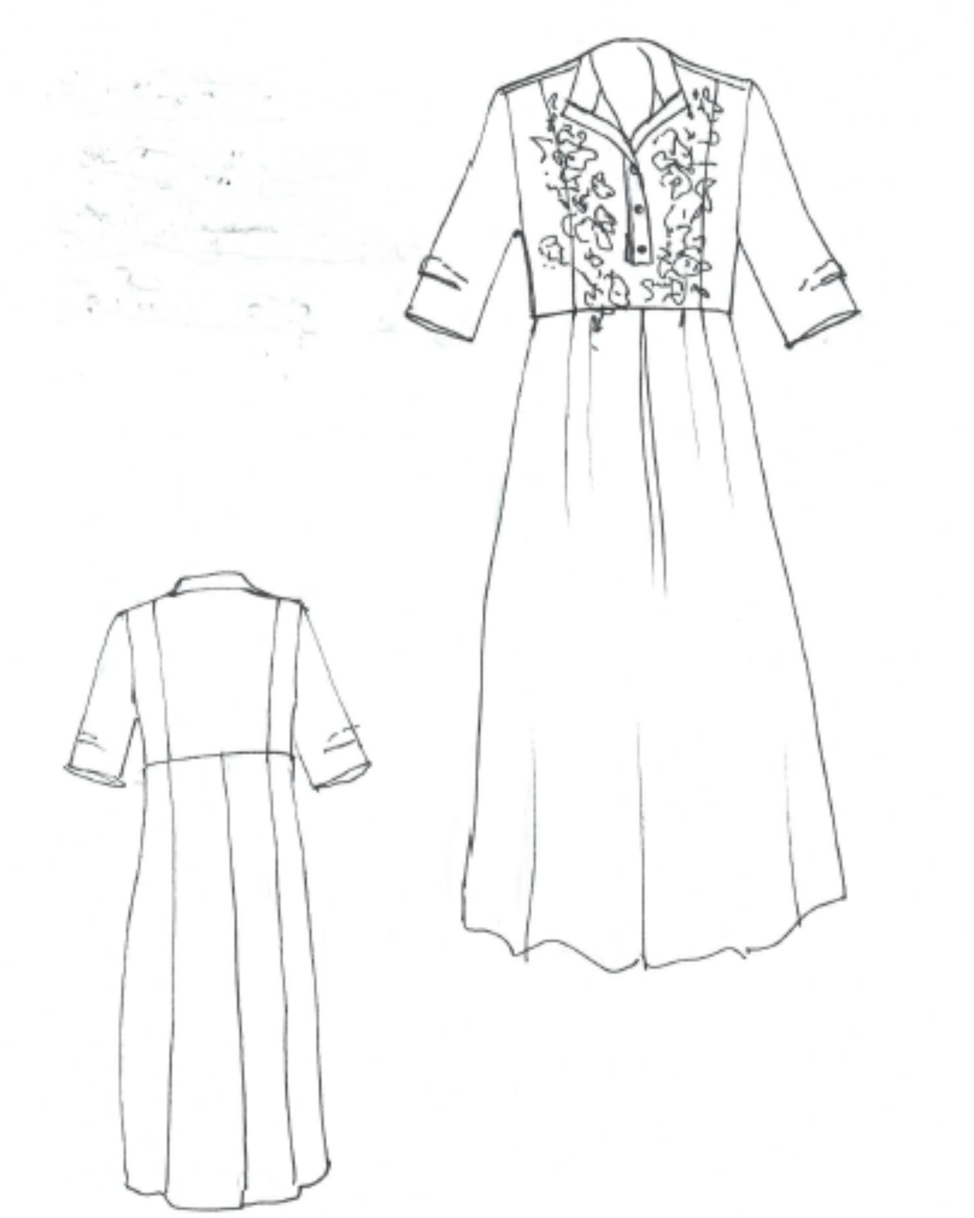 Ricamo Dress -Denim Blue