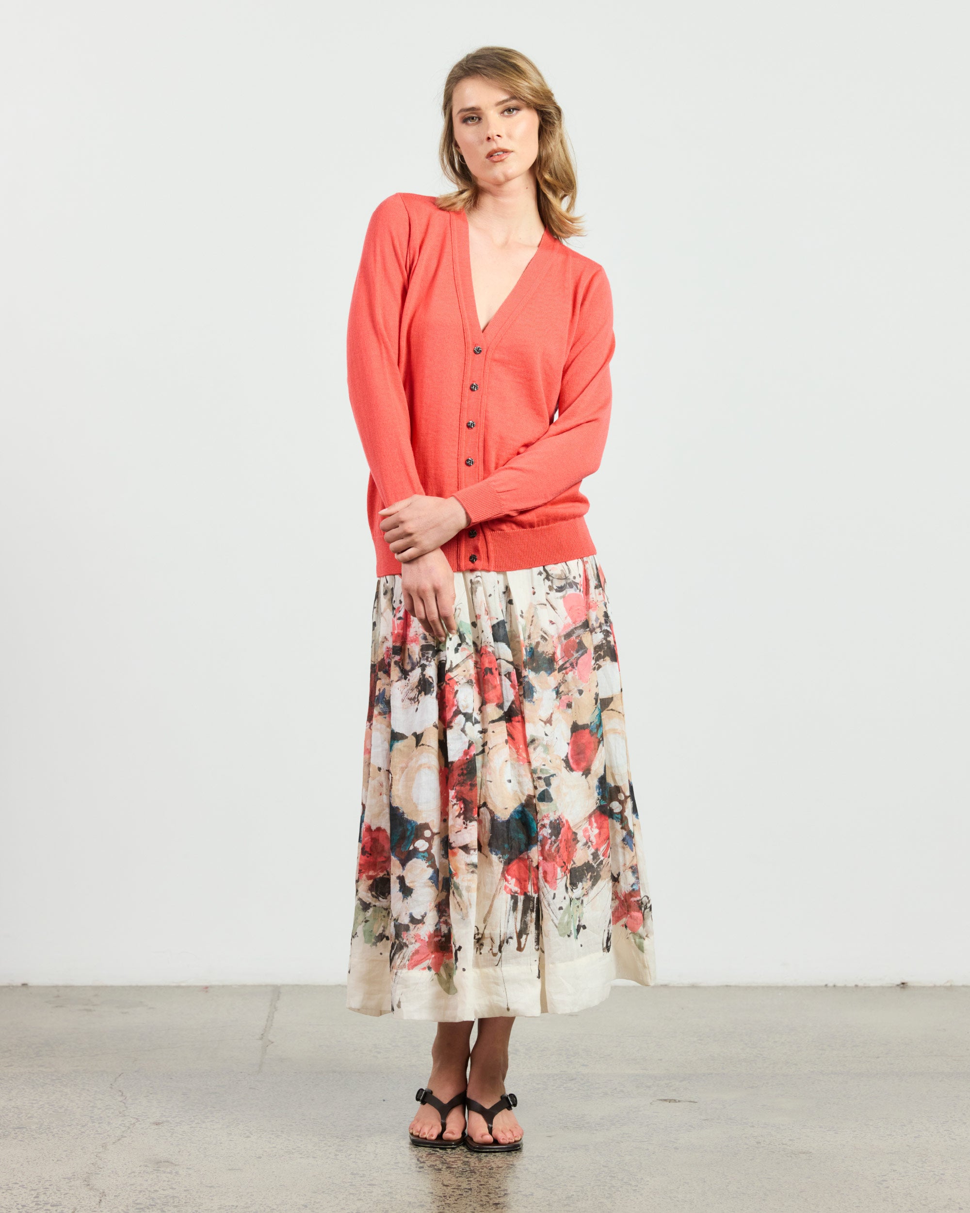 Lugana Cardigan - Guava