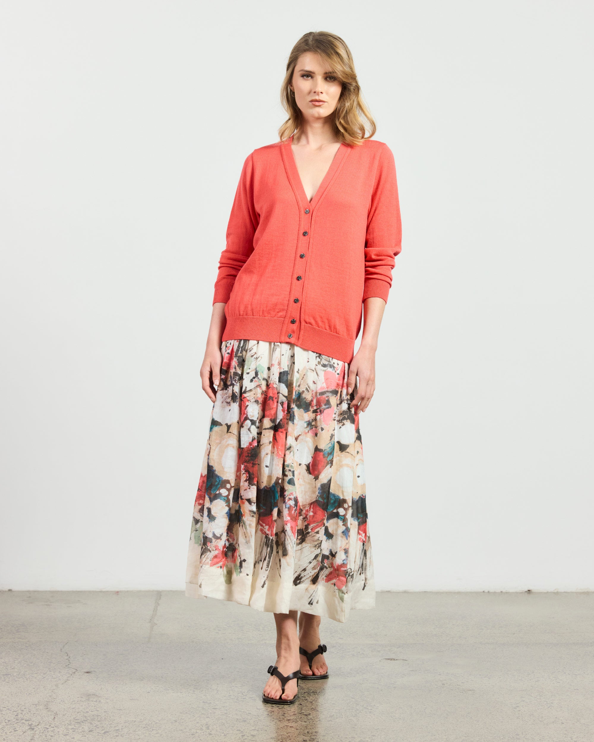Lugana Cardigan - Guava