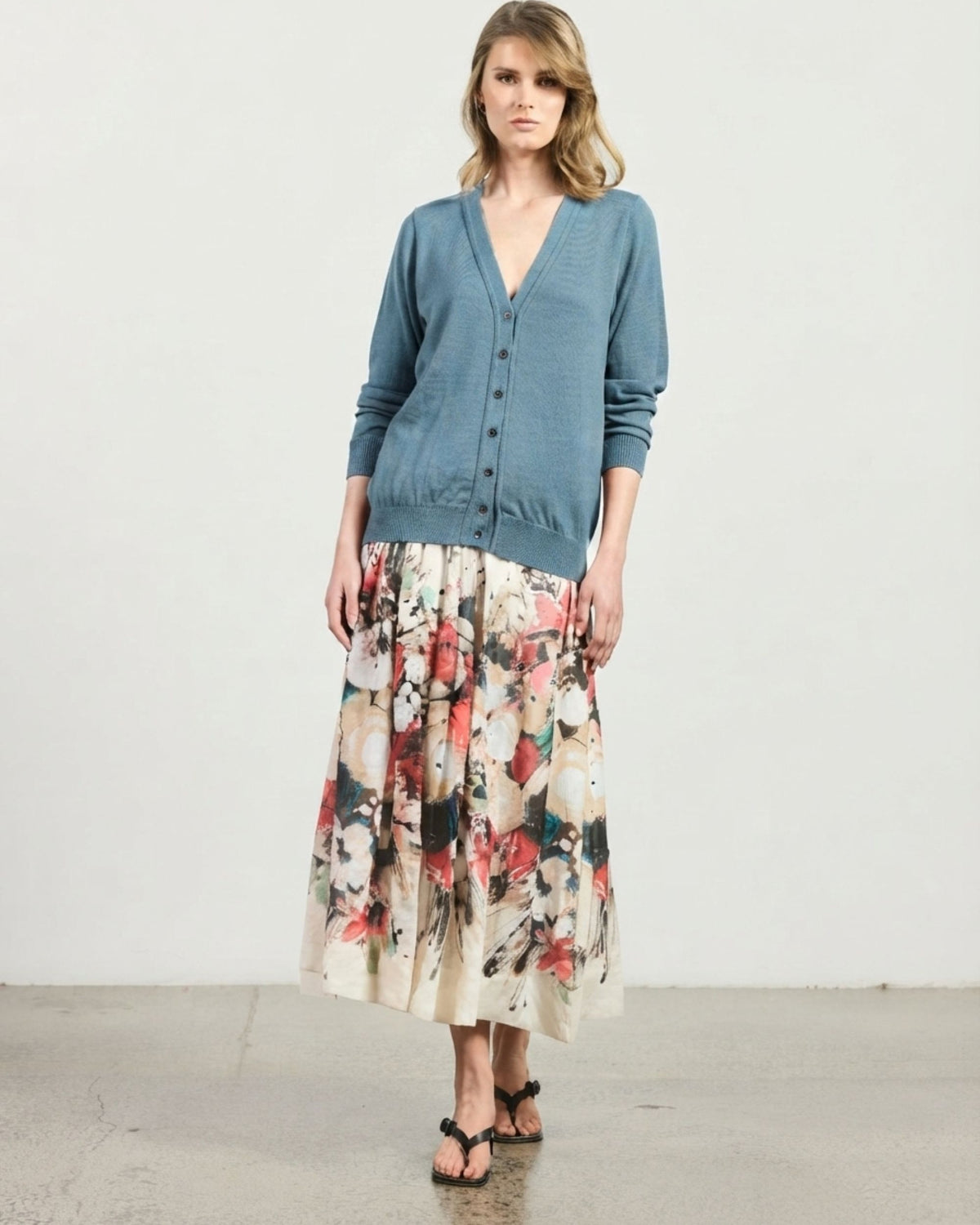 Lugana Cardigan - Duckegg