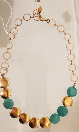 Turquoise & Gold Bead Necklace