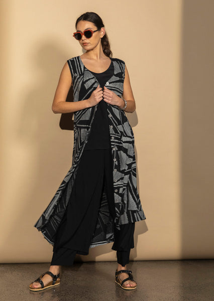 Greco Dress - Black/White Geo